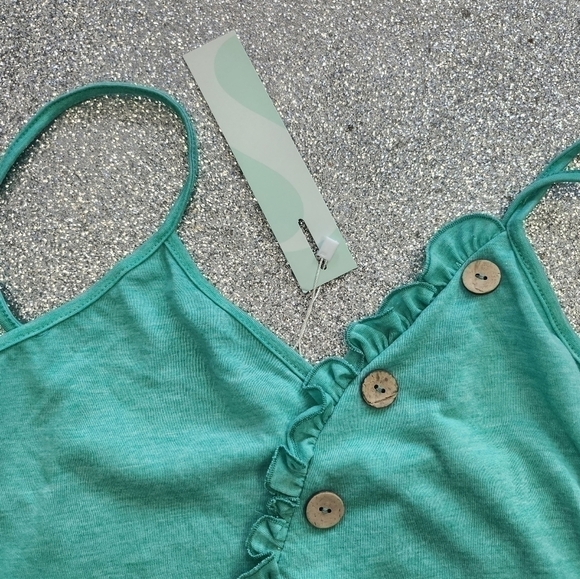 Mint green mock  button tank top size 6 - Picture 5 of 7